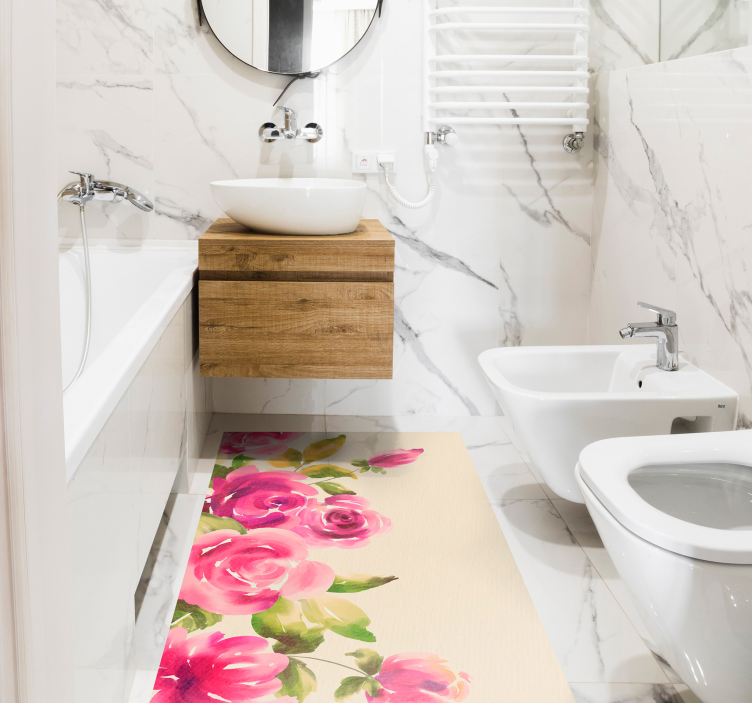 Bazsarózsa levél virágos vinil szőnyeggel - TenStickers