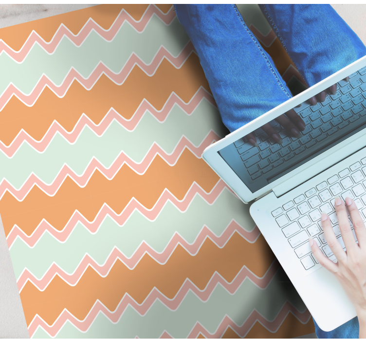 Bézs és kék cikcakk mintás vinil szőnyeg geometriai - TenStickers