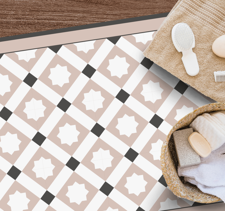 Bézs és sötétszürke csillag mintás csempe szőnyeg - TenStickers