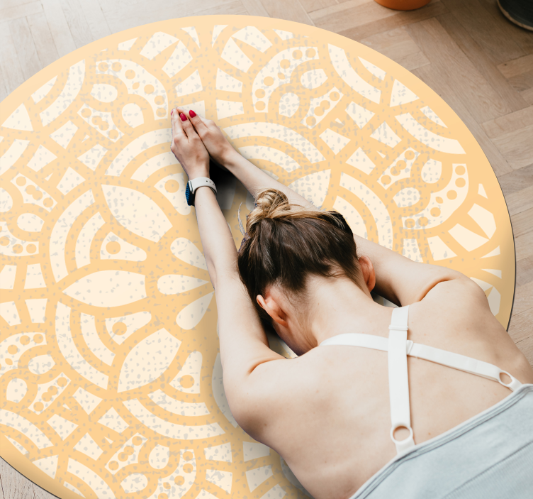 Bézs kör vinyl szőnyeg északi szőnyeg - TenStickers