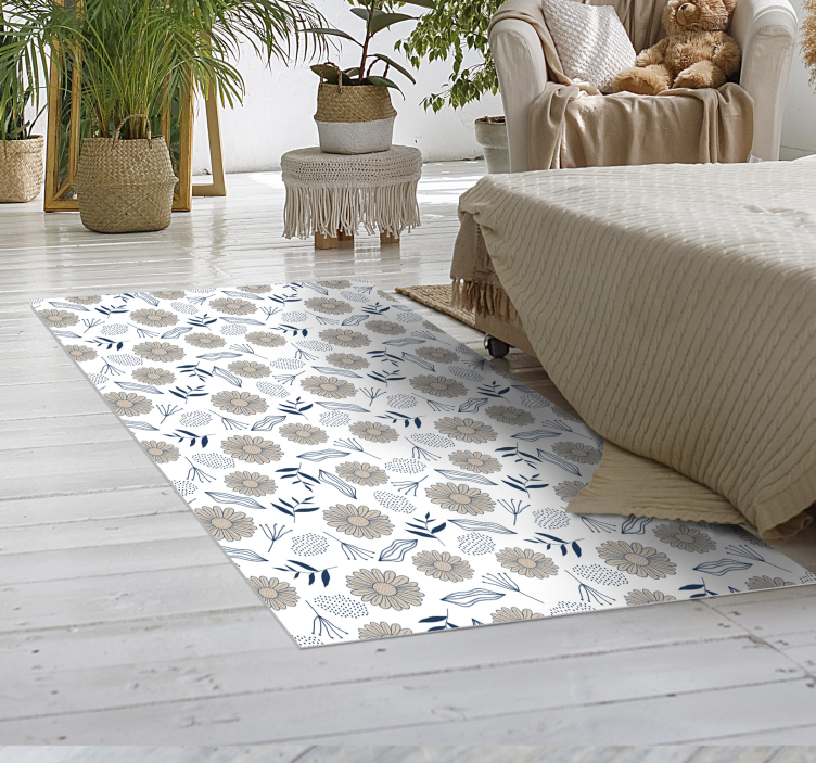 Csodálatos bézs százszorszép vinil hálószoba szőnyeg - TenStickers