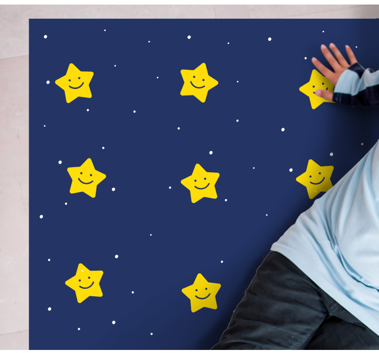 Boldog kék minta vinil szőnyeg csillagok - TenStickers