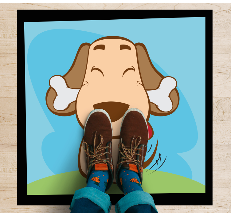 Boldog kutya csonttal vinil szőnyeg állat - TenStickers