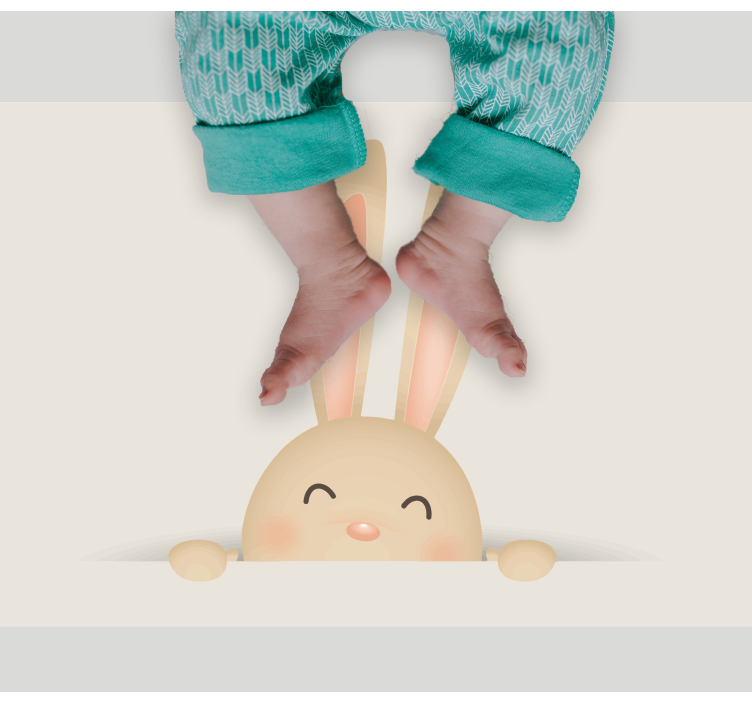 Boldog nyuszi arc vinil szőnyeg gyerekek - TenStickers