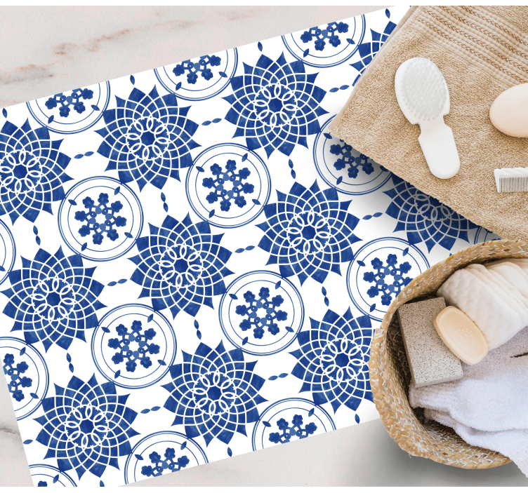 Bonyolult kék motívumok vinil szőnyeg mandala - TenStickers