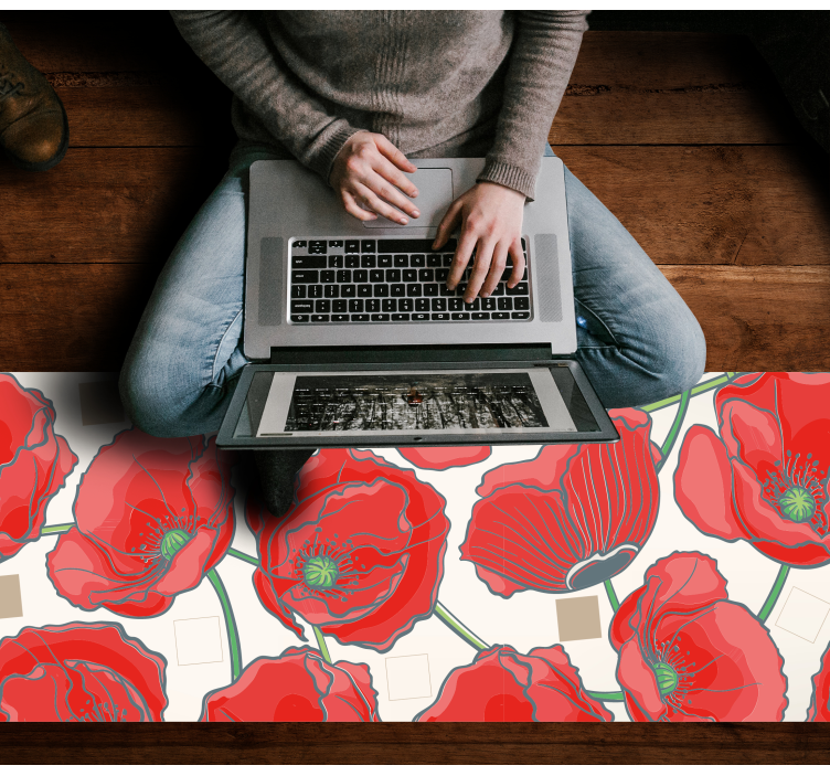 Bordó virágzás vinil szőnyeg virágok és növények - TenStickers