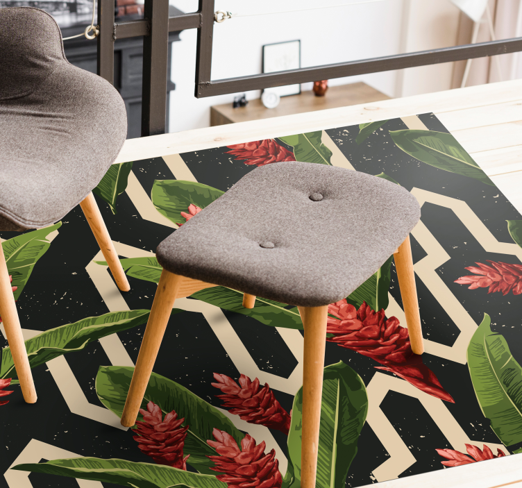 Botanikai geometriai vinil szőnyeg virágok és növények - TenStickers