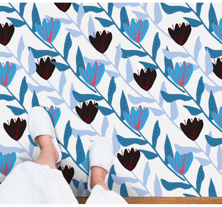 Botanikai levélelrendezés vinil szőnyeg virágok és növények - TenStickers