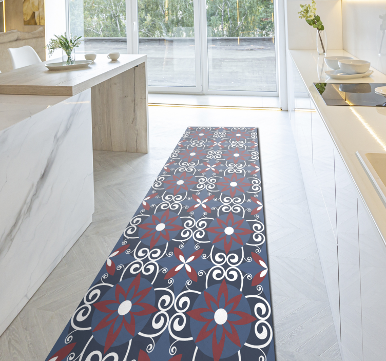 Növényi spirál elem vinil szőnyeg csempe hatás - TenStickers