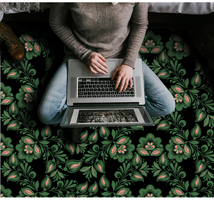 Botanikai zöld motívum vinil szőnyeg virágok és növények - TenStickers