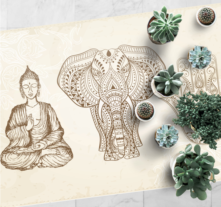 Buddha elefánt kéz vinil szőnyeg mandala - TenStickers