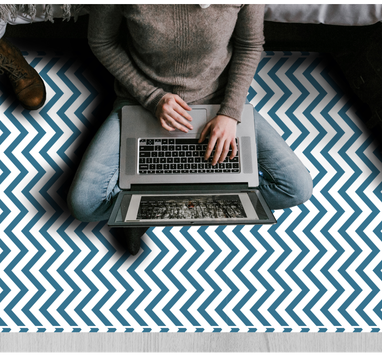 Kék és fehér chevron stílus vinil szőnyeg csíkos - TenStickers