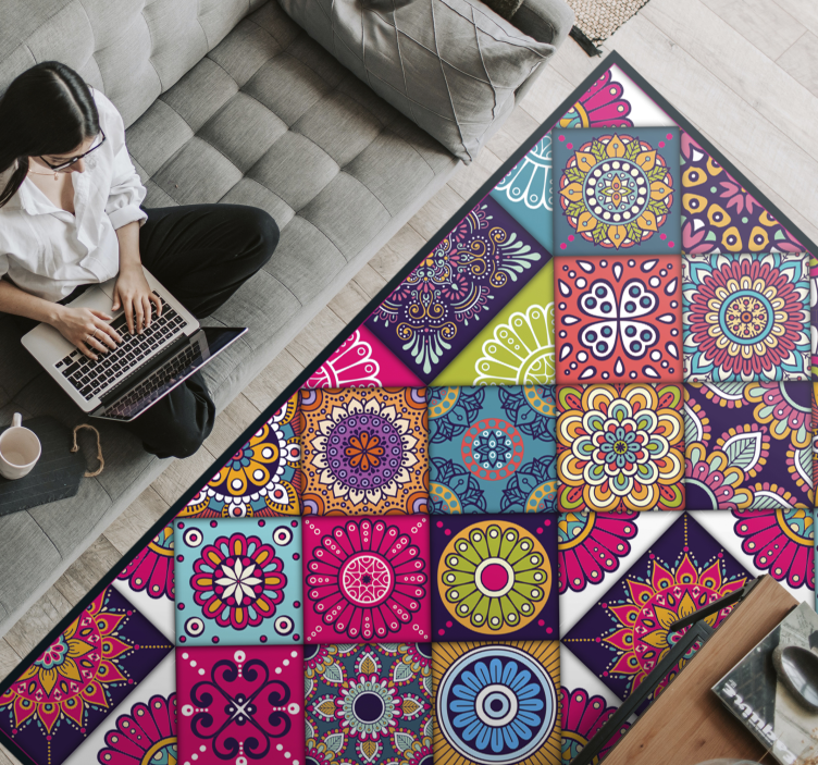 Pompás csempe kompozíciós vinilszőnyeg - TenStickers