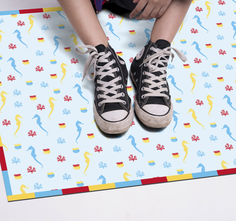 Csikóhal kék design vinil szőnyeg fürdő esetében - TenStickers