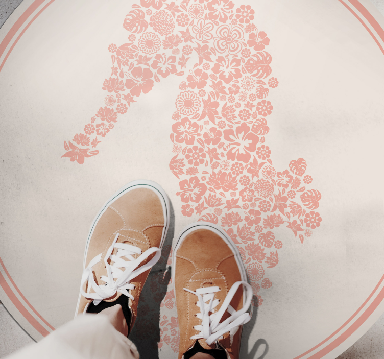 Csikóhal virágmintás vinil szőnyeg virágok és növények - TenStickers