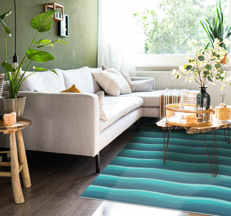 Nyugodt kék hullámok Vinil szőnyeg nappali - TenStickers