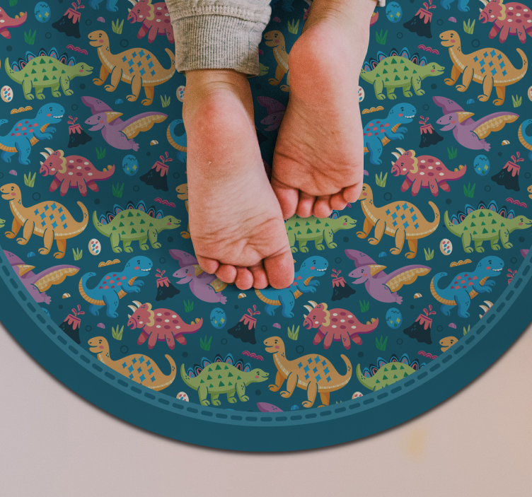 Dinoszaurusz körkörös minta vinil szőnyeg gyerekek - TenStickers