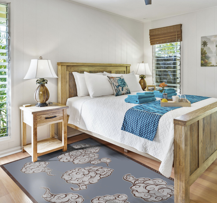 Díszes felhőmotívumok vinil szőnyeg hálószoba - TenStickers