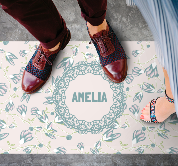 Virágminta névvel vinil szőnyeg hálószoba - TenStickers