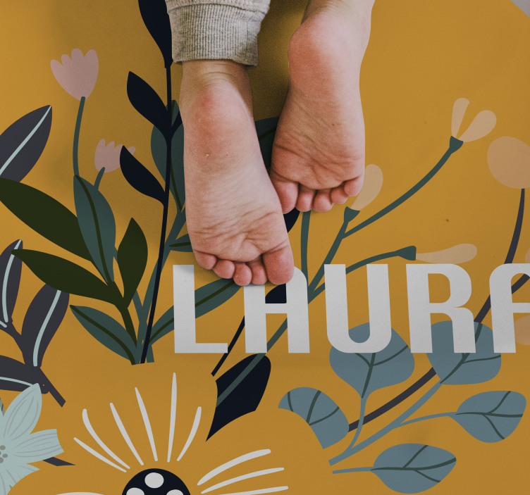 Egyedi virágos embléma Vinil szőnyeg nevekkel - TenStickers