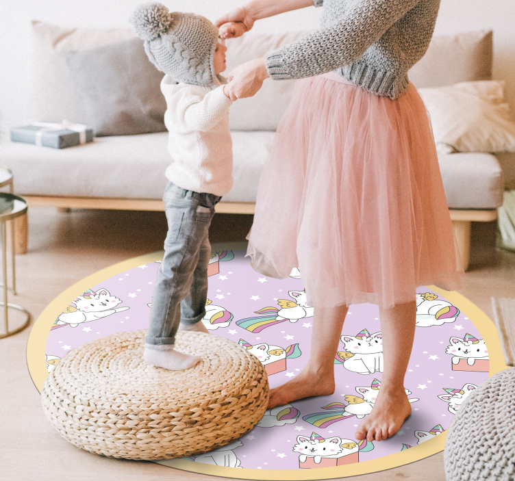 Egyszarvú macska kaland vinil szőnyeg mások - TenStickers