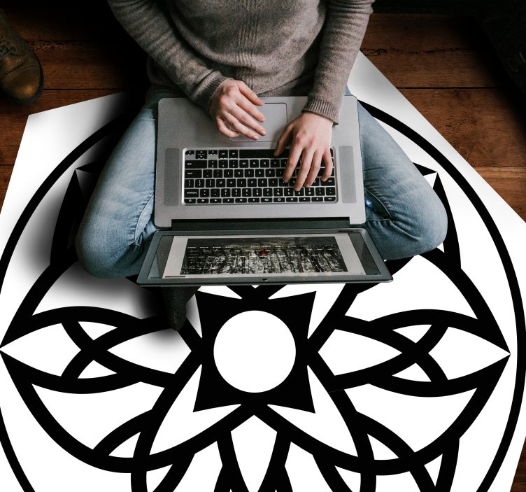 Egyszerű virág körvonalú mandala vinil szőnyeg - TenStickers