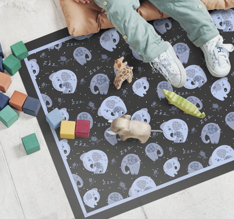Elefántok éjszakai baba játék szőnyeg - TenStickers