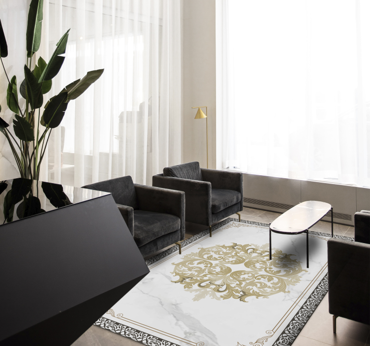 Elegáns arany virágzik Márvány vinil szőnyeg - TenStickers