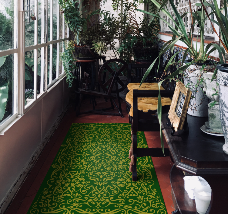 Elegáns díszek zöld modern szőnyeg - TenStickers