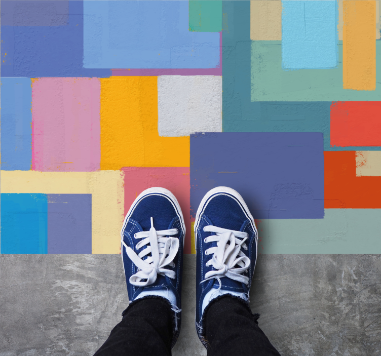 élénk blokkelrendezés vinil szőnyeg geometriai - TenStickers