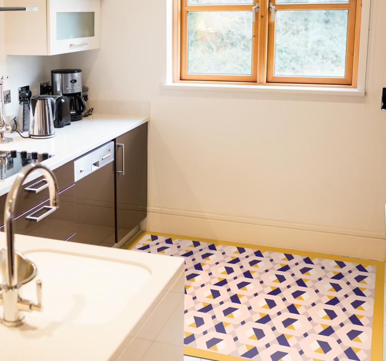 Élénk geometrikus mintás vinil szőnyeg konyha - TenStickers