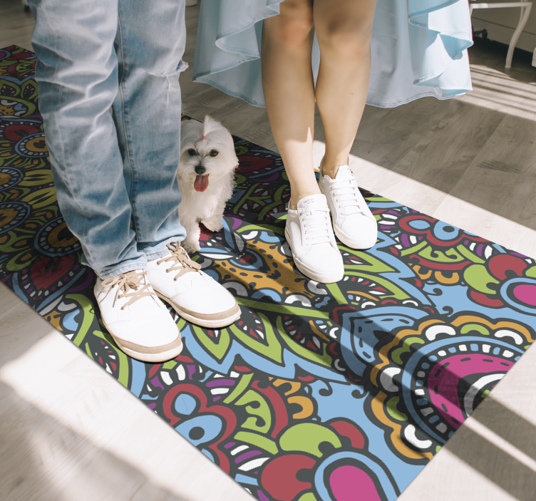 élénk virágminták vinil szőnyeg mandala - TenStickers