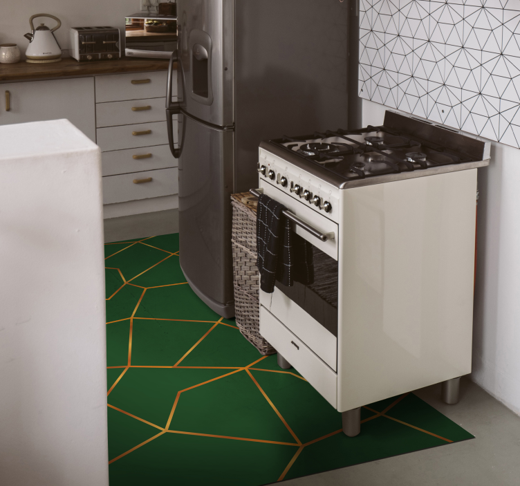 Nordic green yellow lines nordic vinyl szőnyeg - TenStickers