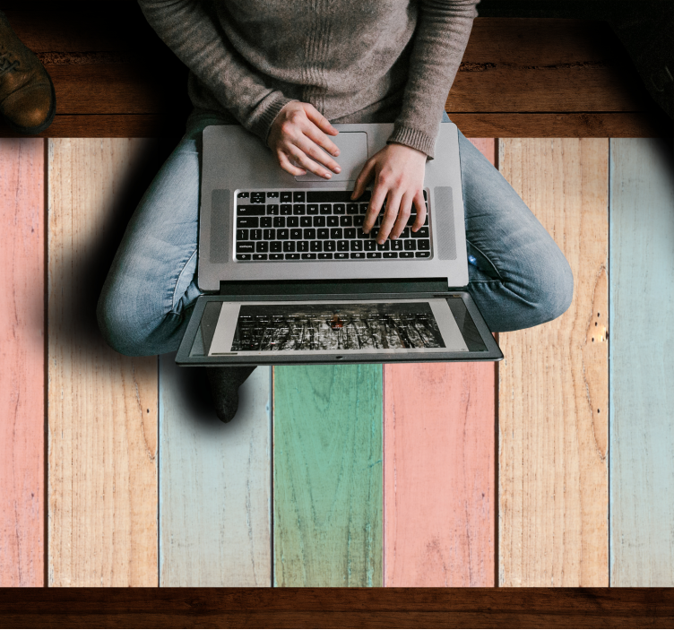 Fa textúrájú színes deszka hatású szőnyeg - TenStickers