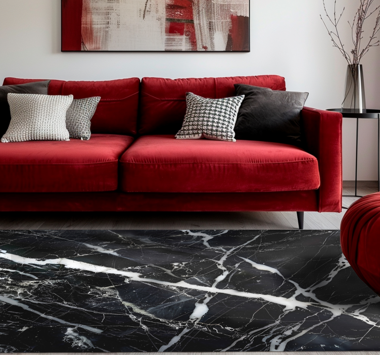 Fehér árnyalatú márvány Vinil szőnyeg fekete - TenStickers