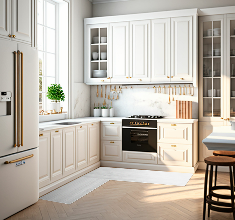 Fehér fa konyhai vinil szőnyeg - TenStickers