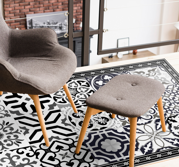 Fekete cement farok csempe szőnyeg - TenStickers