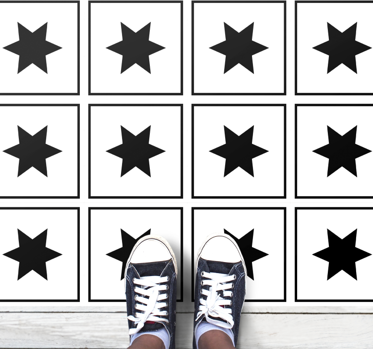 Fekete-fehér motívum vinil szőnyeg csillagok - TenStickers