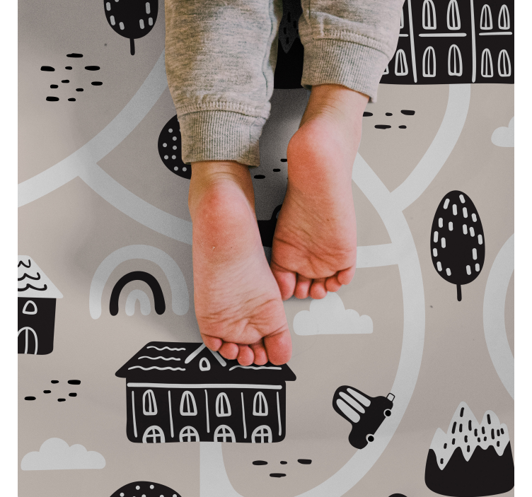 Fekete-fehér utak szőnyeg - TenStickers