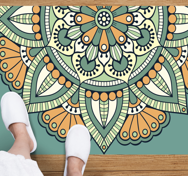 Félvirágos motívumos vinil szőnyeg mandala - TenStickers