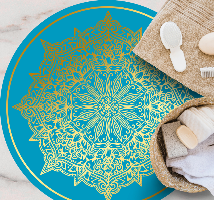 Fémes árnyalat kék mandala vinil szőnyeggel - TenStickers