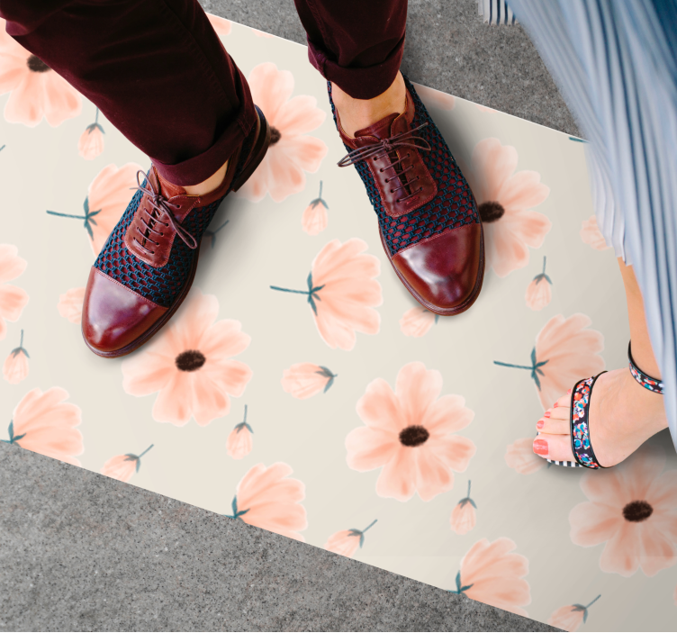 Gyengéd motívum vinil szőnyeg virágok és növények - TenStickers