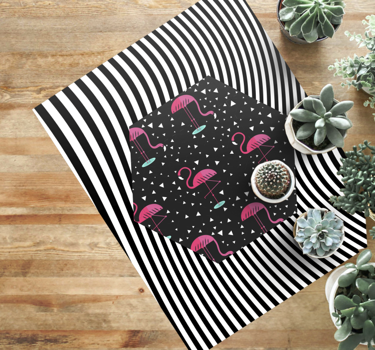 Flamingócsíkos hatszög vinil szőnyeg állat - TenStickers