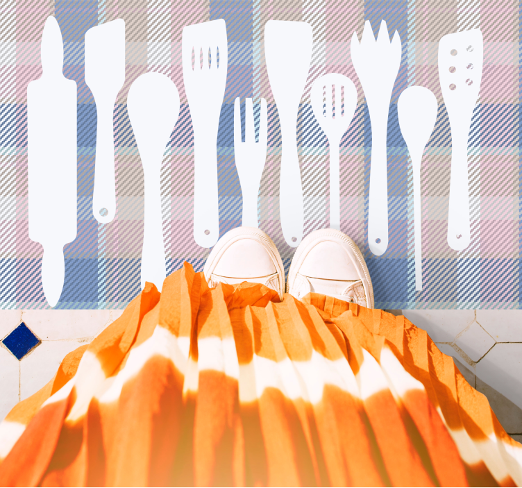 Főzőeszköz sziluettek vinil szőnyeg konyha - TenStickers