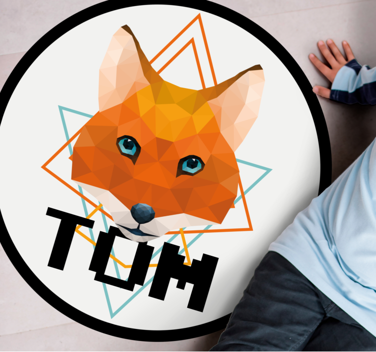 Geometriai róka kör Vinil szőnyeg nevekkel - TenStickers