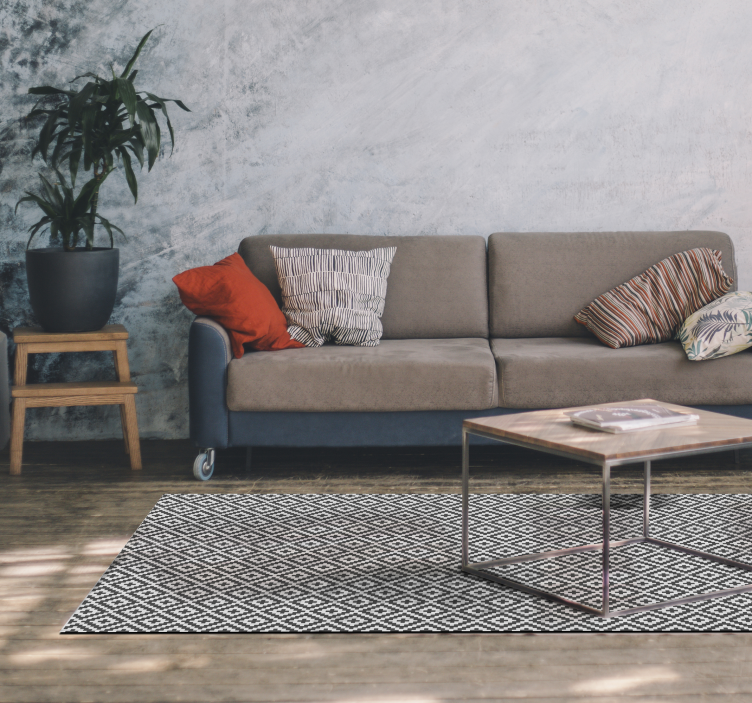 Geometrikus fekete-fehér design Vinil szőnyeg nappali - TenStickers