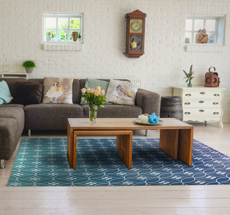 Geometrikus kék fedőréteg vinil szőnyeg geometriai - TenStickers