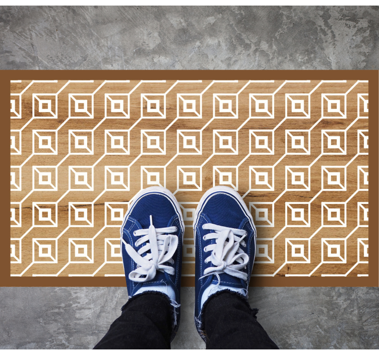 Geometrikus motívumok vinil szőnyeg fa hatása - TenStickers