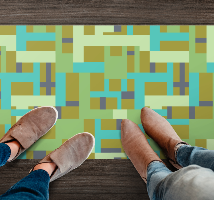 Zöld színű szegmensek vinil szőnyeg geometriai - TenStickers