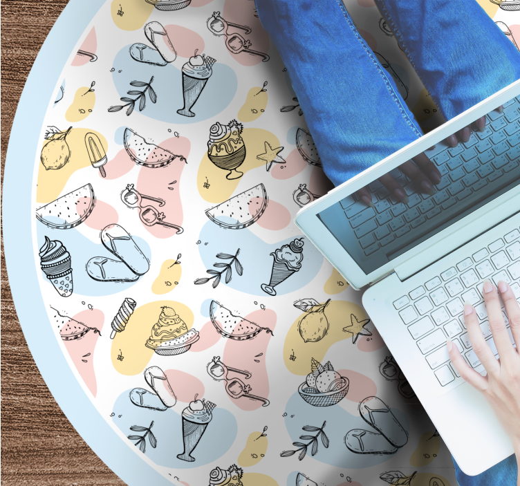 Golyó fagylalt és ananas mintás modern szőnyeg - TenStickers